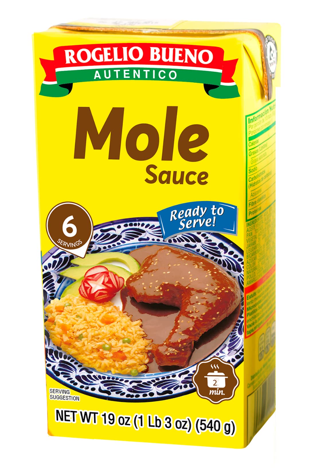 Mole Condimento Mexicano 540 g Listo para Servirse 6 Raciones