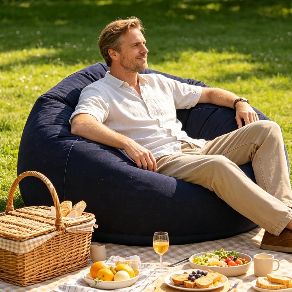 Divano gonfiabile e poltrona, Pouf gonfiabile, Poltrona Sacco Gonfiabile con Pompa Incorporata, poltrona gonfiabile, divano ad aria per esterni, campeggio, piscina e feste in spiaggia (Blu)