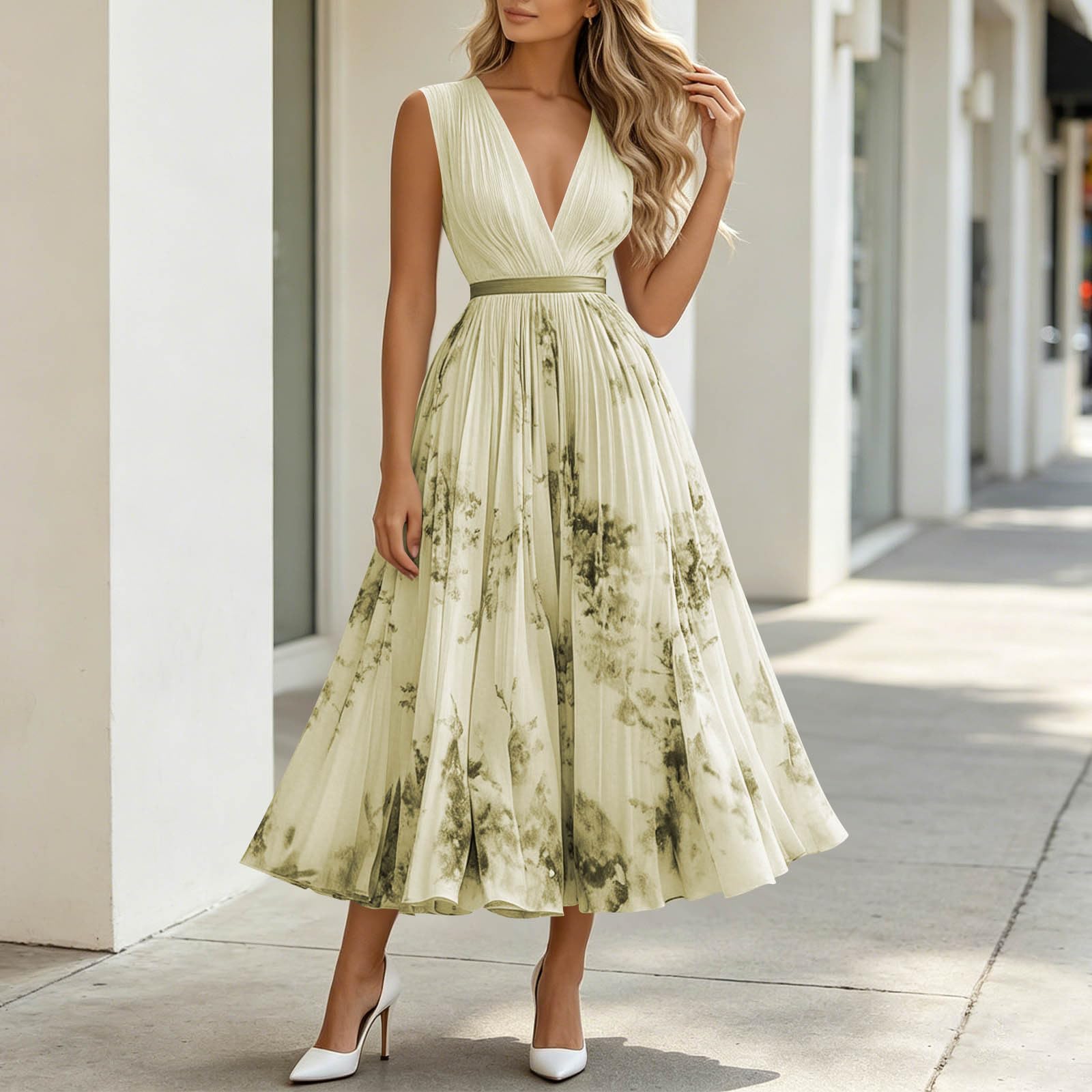 Abendkleider Damen Lang,V-Ausschnit ärmellos Kleid Hochzeitsgast Damen Midi Elegant Lange Cocktailkleider Festlich Abiballkleider Mit Gürteltaschen Vokuhila Partykleid Bodycon Formelle Etuikleid