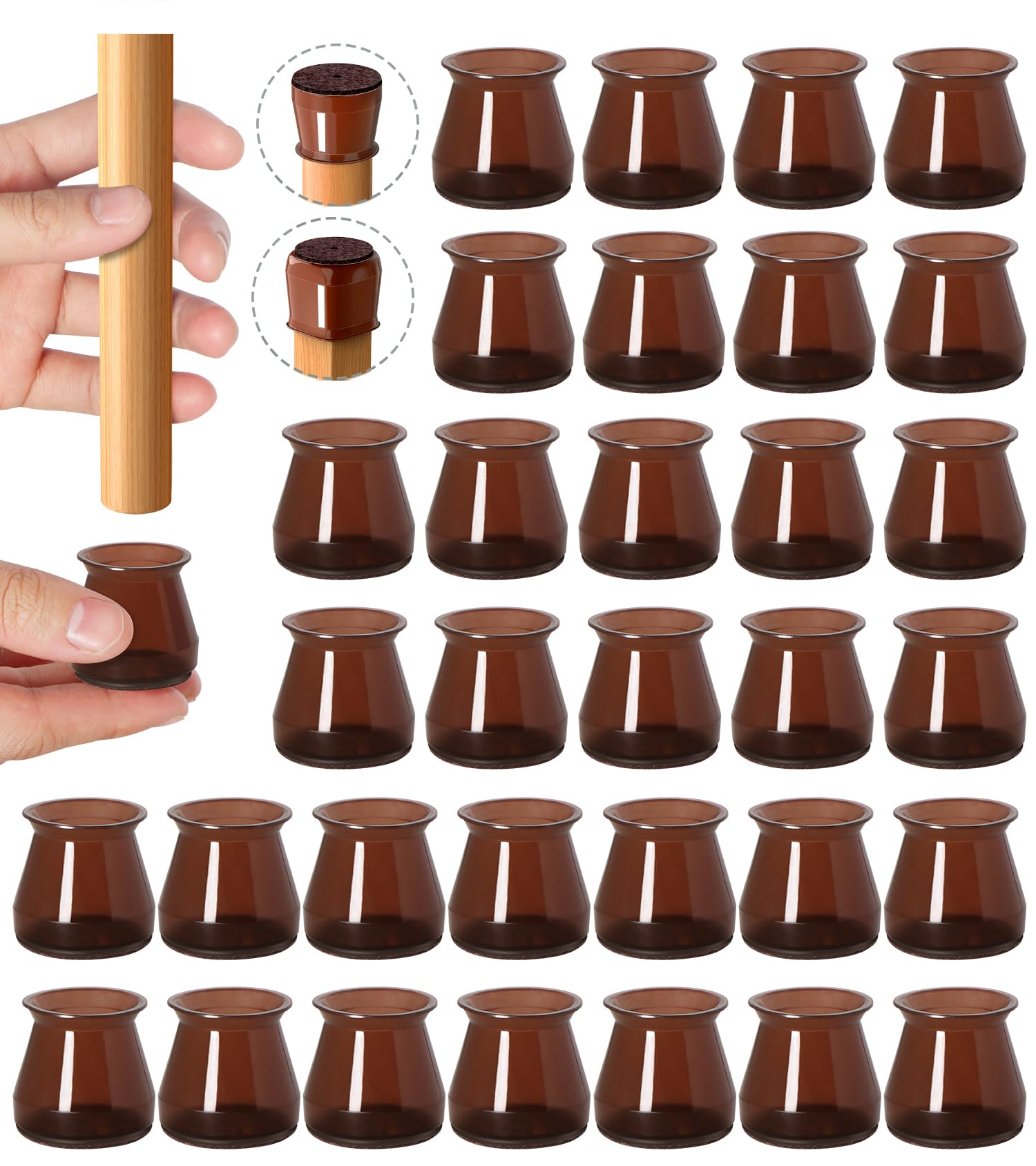 Photo 1 of 32 Pcs Chair Leg Protectors for Hardwood Floors, Silicone Felt Furniture Leg Cover Pad for Protecting Floors from Scratches and Noise, Smooth Moving, Small(Fit Round Diameter?5/16" to 1-5/16")