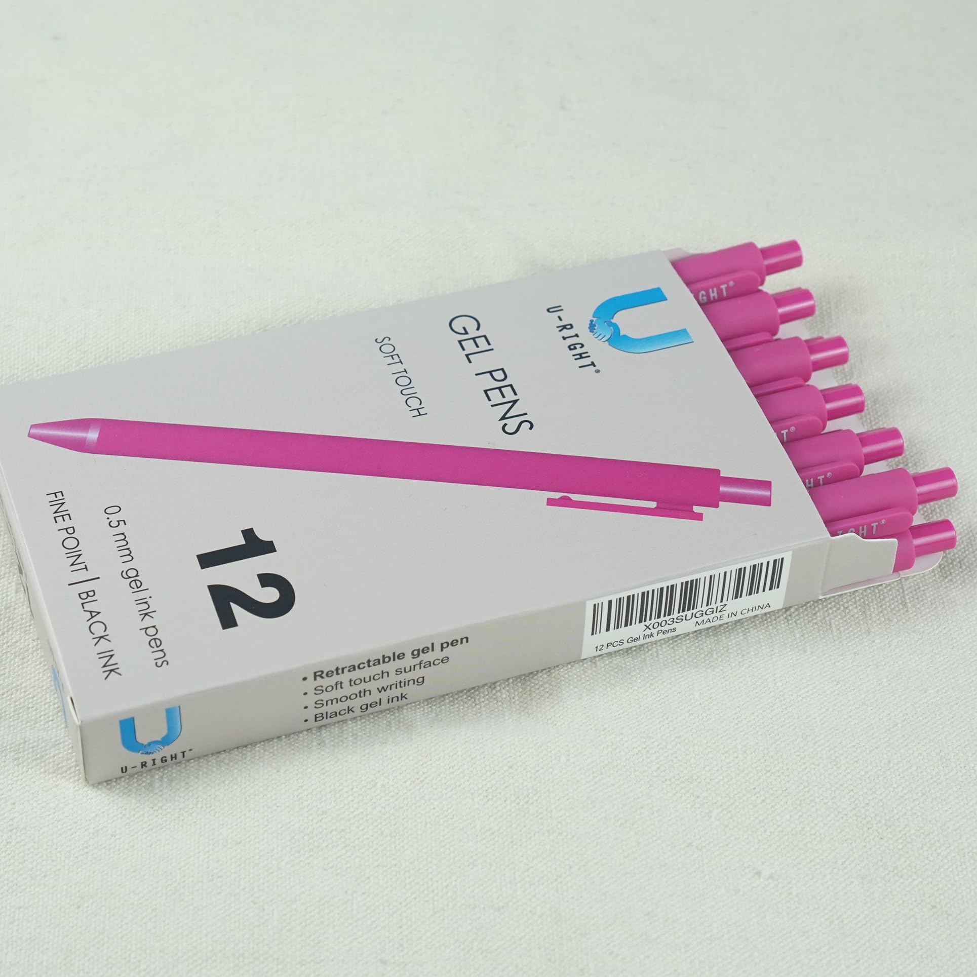 U-RIGHT 12 bolígrafos de tinta de gel rosa, tinta negra