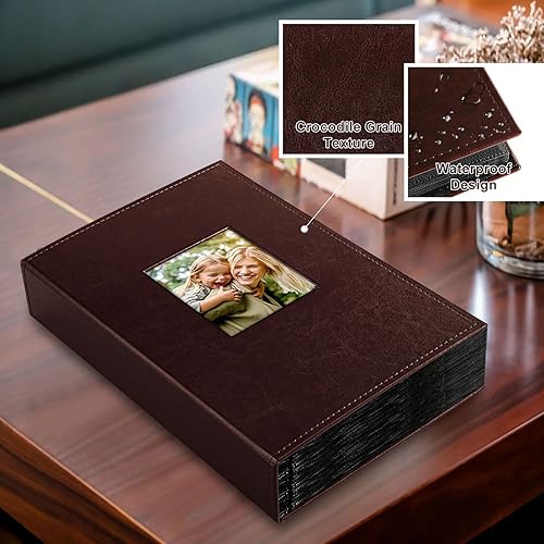 Miniatura 2 de Ywlake - Álbum de fotos de 4 x 6 pulgadas, 300 bolsillos, álbumes de fotos de cuero con capacidad para 300 imágenes solo horizontales, color marrón
