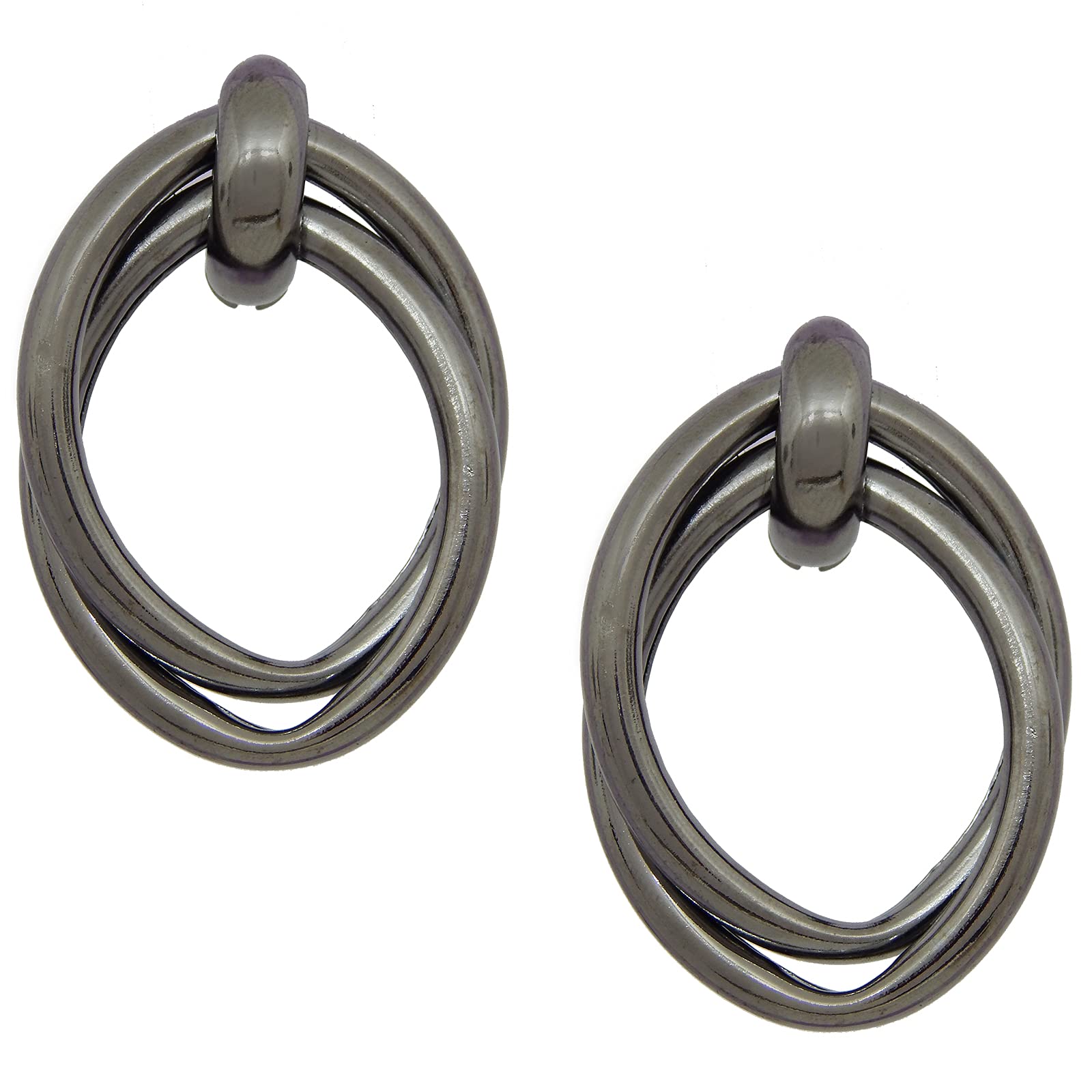 Fresh Vibes Casual Wear Western Design Gun Metal Black Entangled Hoop Earrings for Girls - Stylish Daily Use Big size Loop Ear rings for Women (B09F9QDJSN) Amazon Price History, Amazon Price Tracker