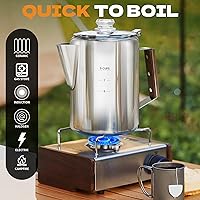 Vista 2 de Percolator Pot - Olla de café de acero inoxidable para acampar, sin aluminio o plástico, estufa de café (9 tazas)