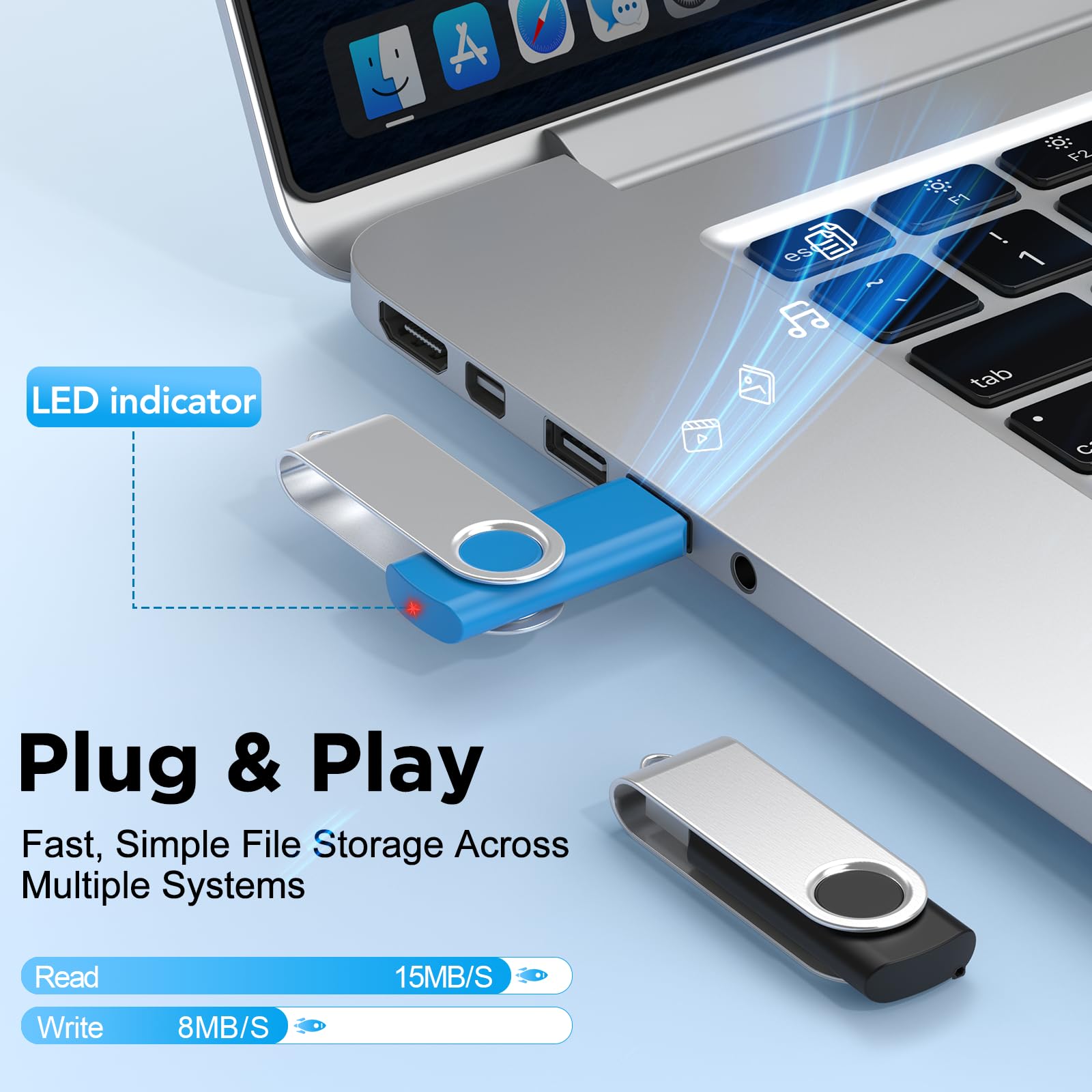 Cle USB 4 Go Lot de 10 USB 2.0 Clé USB Flash Drive Rotative Clef USB Couleur Mixte Mémoire Stick Métal Flash Drive - 4