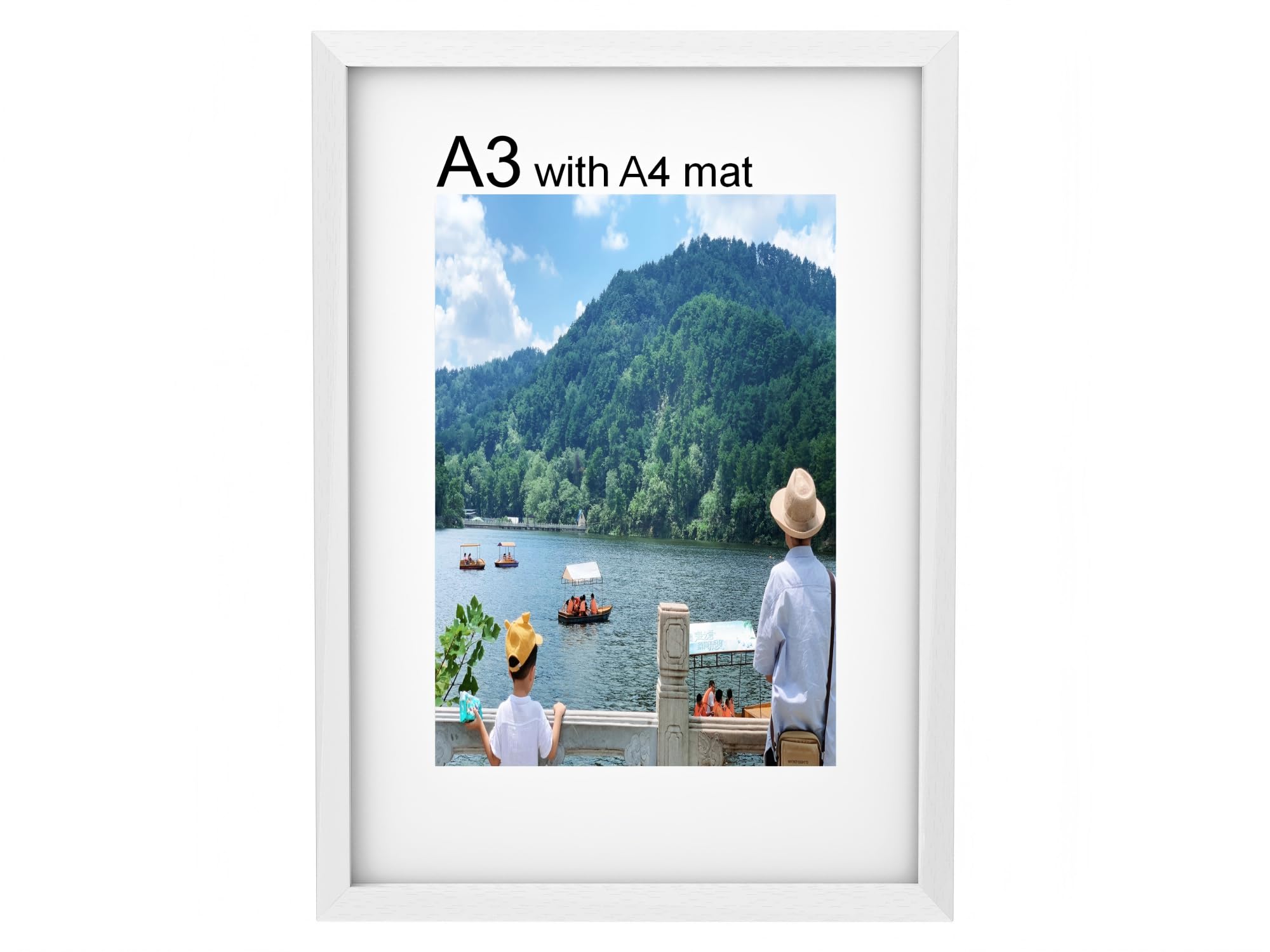 A3 Frame, Wooden Picture Frame 29.7 x 42 cm with A4 Mount and Plexiglass
