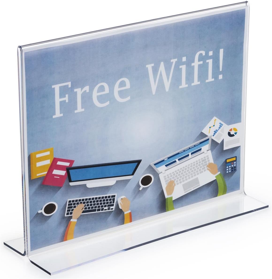 Menu Card Holder 11”w x 8-1/2”h x 3”d Clear Acrylic Sign Frame Accommodates 11”w x 8-1/2”h Images – Sold in Case Packs of 3 Units – Counter Picture Display Loads Graphics from The Bottom