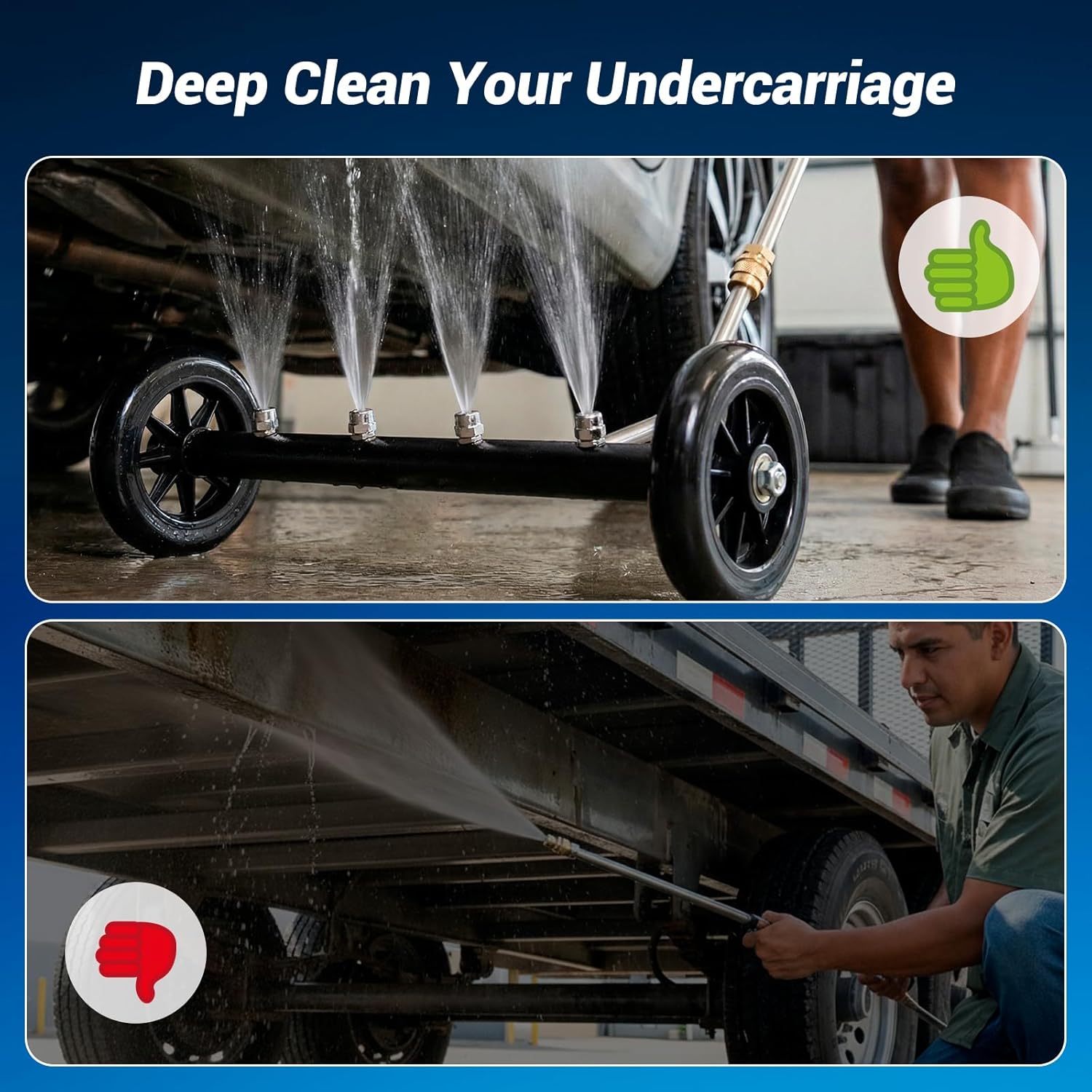 Undercarriage Pressure Washer Cleaner Kit, 16" Under Car Pressure Washer Attachment, 4000 PSI 1/4" Connector, with 3 Extension Wands, Wheel Brush, Wash Mitt, Windshield Cleaner Tool
