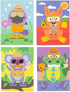 Fun Express Australian Animal Mini Sticker Scenes - Fun and Educational Interactive Sticker Art for Kids Perfect for Home Classroom Craft Time Enhances Creativity & Learning Multi-Color - Set of 12