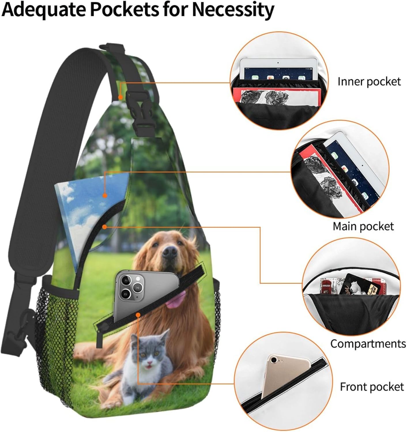 Custom Sling Bag - Personalized Crossbody Bags for Men & Women - Customize Image, Logo or Text - Sling Shoulder Backpack - Image 4