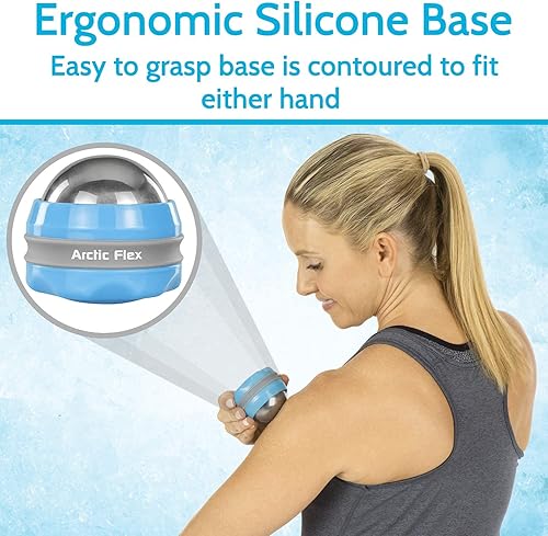 Miniatura 7 de Arctic Flex Bola de rodillo de masaje frío (paquete de 2)  Bola de hielo de mano de masaje Cryoball  Terapia de frío muscular dolorido  Desinflador