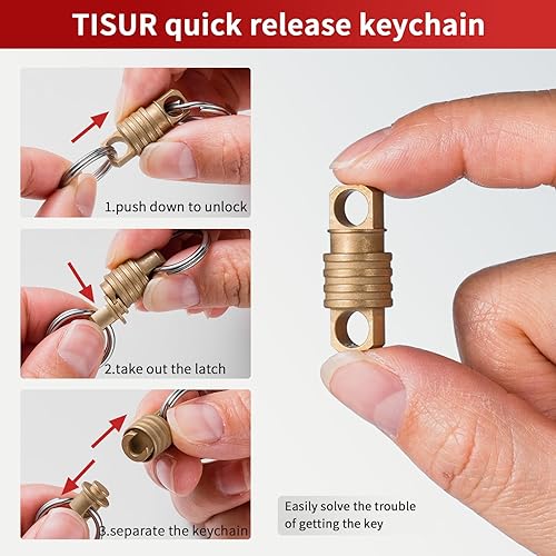 Miniatura 33 de TISUR Llavero giratorio de titanio de liberación rápida, llavero desmontable para llaves de automóvil Llavero desmontable púrpura,1 llavero