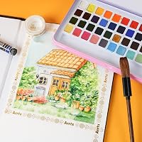 Paul Rubens MeiLiang Akvarellfesték Készlet 48 Élénk Színnel - 12 Metál Csillámszínnel, Fém Gyűrűs Zsebdobozban, Ecsettel - Művészeti Ajándé 5