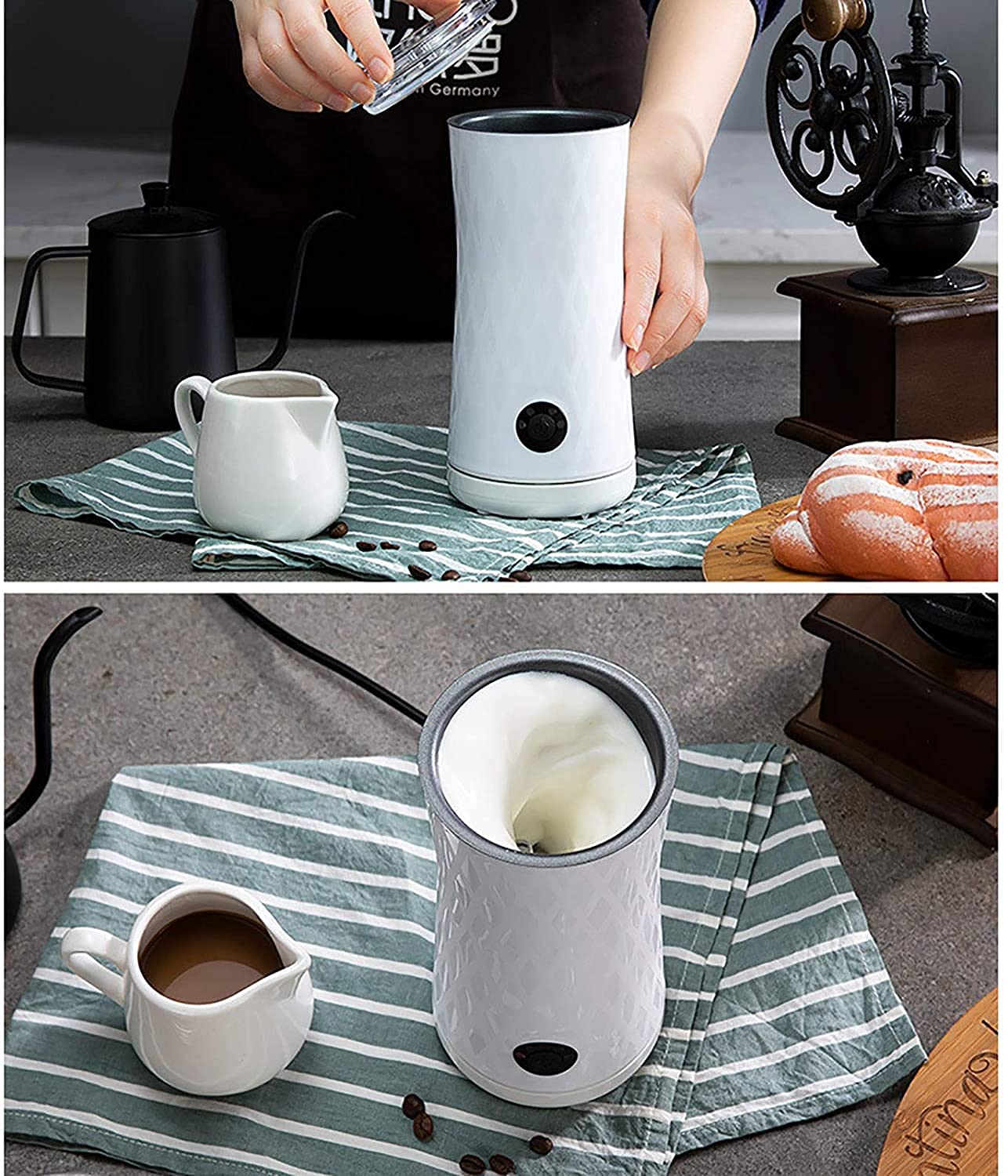Montalatte Montalatte Elettrico Montalatte Montalatte Automatico Montalatte caffè Montalatte Famiglia Mini 109 (Colore: Bianco; Dimensioni: 10x10x21.3cm) (White 10x10x21.3cm)