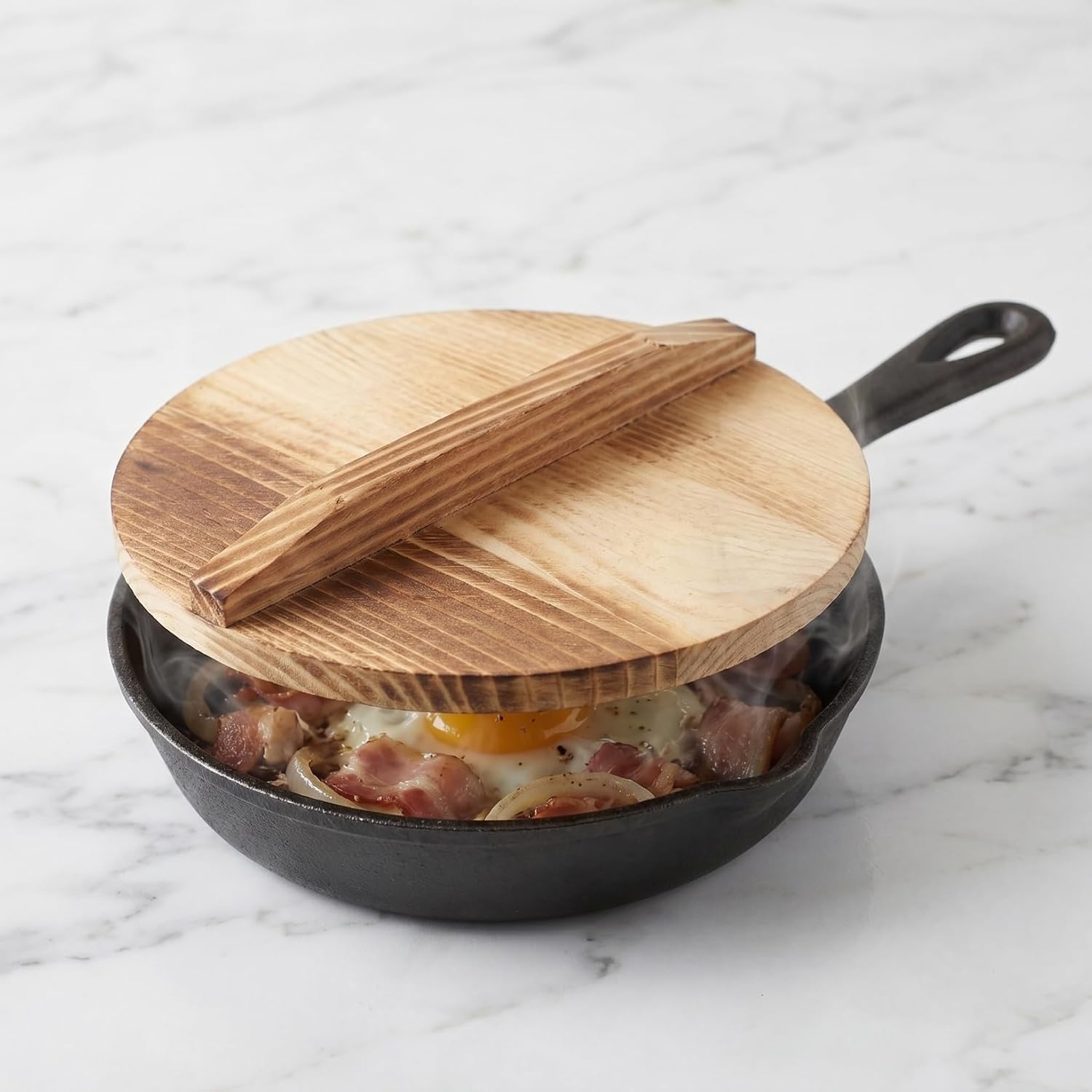 Wok Lid for 5-inch Woks, Small Pan Pot Japanese Pot Cover Chinese Cover Skillet with Handle Wood Tamagoyaki Pan Spill Stopper for Kitchen