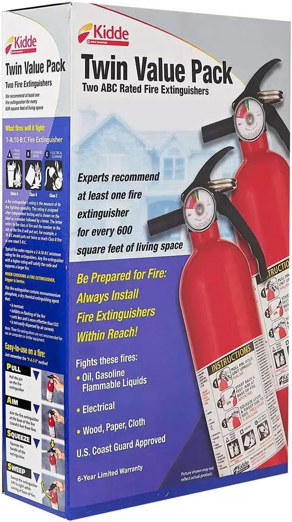Multipurpose Fire Extinguishers, 2 Pack, Red