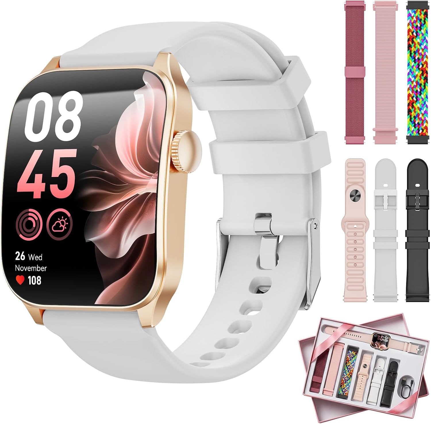 (-69%) Haulvean Smartwatch Damen, 1,91" HD-Kurvdisplay mit 7 Armbänder/Geschenkbox