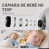 Vista 2 de Kidsneed Monitor de bebé con cámara y audio: monitor de bebé de video 720P de 5 pulgadas, sin WiFi, duración de la batería de 48 horas, visión