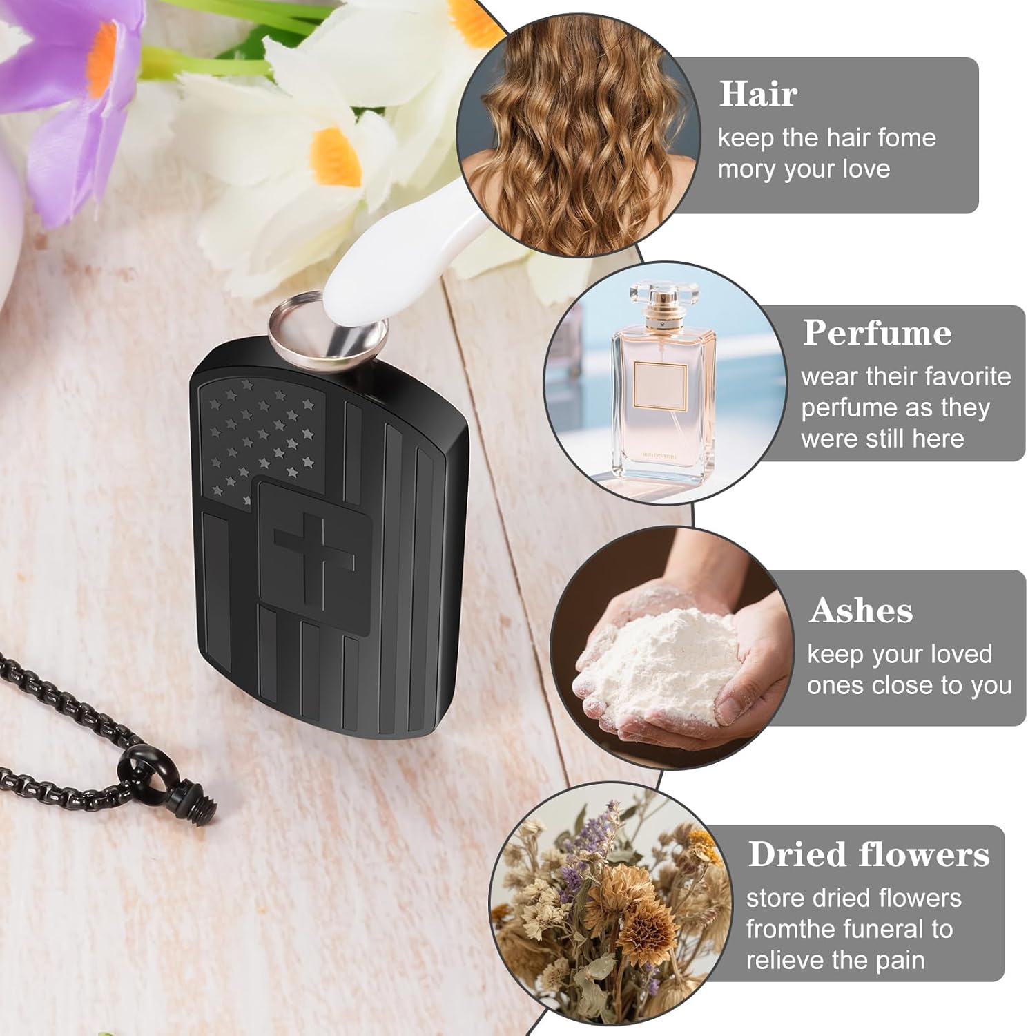 Dletay Cremation Necklace for Ashes Shield Urns Pendant Ashes Holder Stainless Steel Memorial Cremation Jewelry for Women Men - Image 4