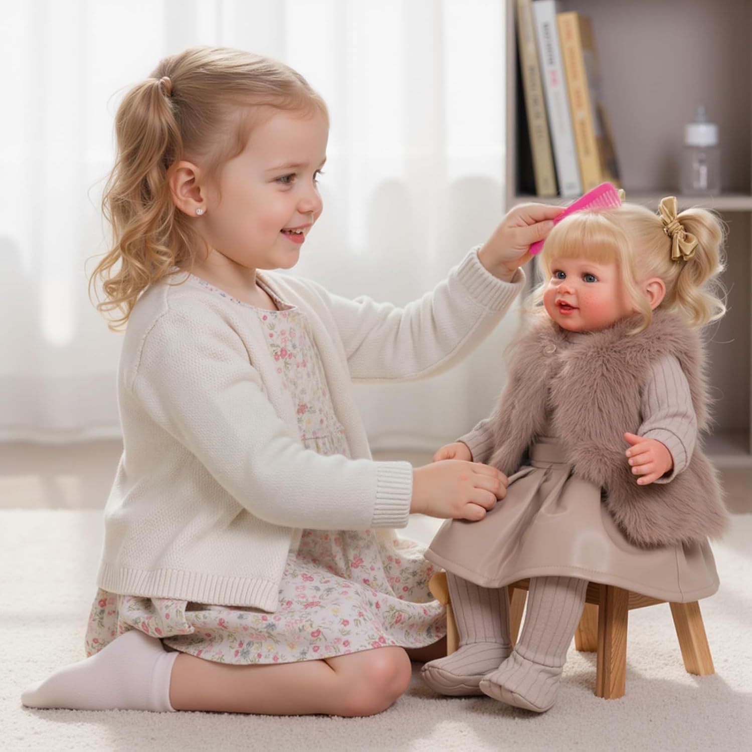 BABESIDE Reborn Baby Dolls Girls Kelly - 20 Inch Realistic-Newborn Baby Doll Blonde Hair Girl Handmade Real Life Dolls with Clothes and Toy Accessories Gift for Kids Age 3+