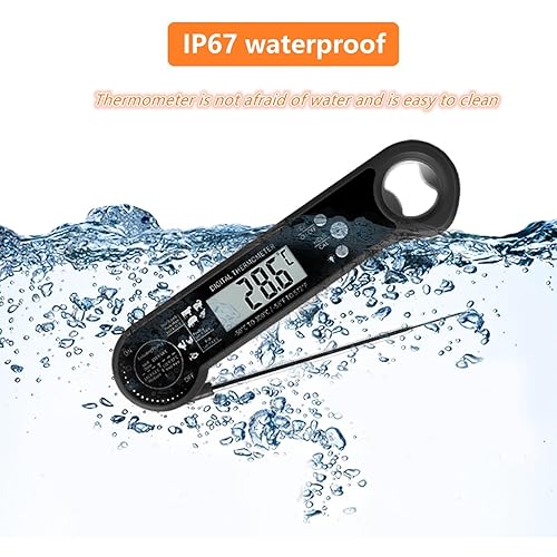 Miniatura 6 de Termómetro digital para carne con holgura de sonda, termómetro impermeable para asar a la parrilla, imán y abridor de botellas, lectura instantánea