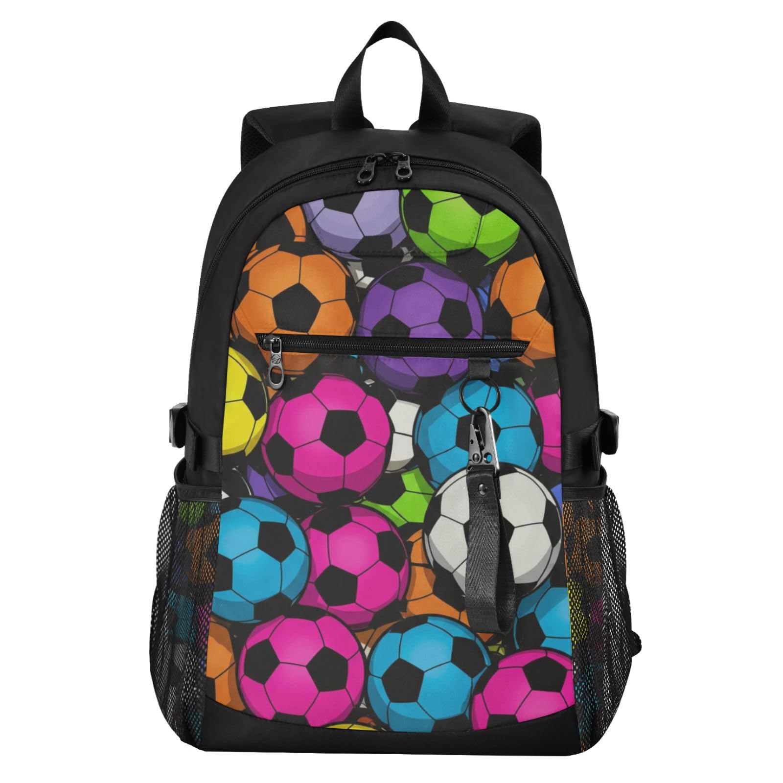 Mnsruu Zaini colorati per la scuola con palla da calcio per adolescenti, zaino universitario per ragazzi e ragazze, zaino casual alla moda per scuola superiore, zaino per laptop da 18,5 pollici
