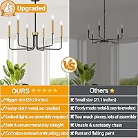 Vista 2 de Lynnoland - Candelabros de 6 luces de granja para comedor, accesorios de iluminación colgantes, lámparas industriales modernas para dormitorio