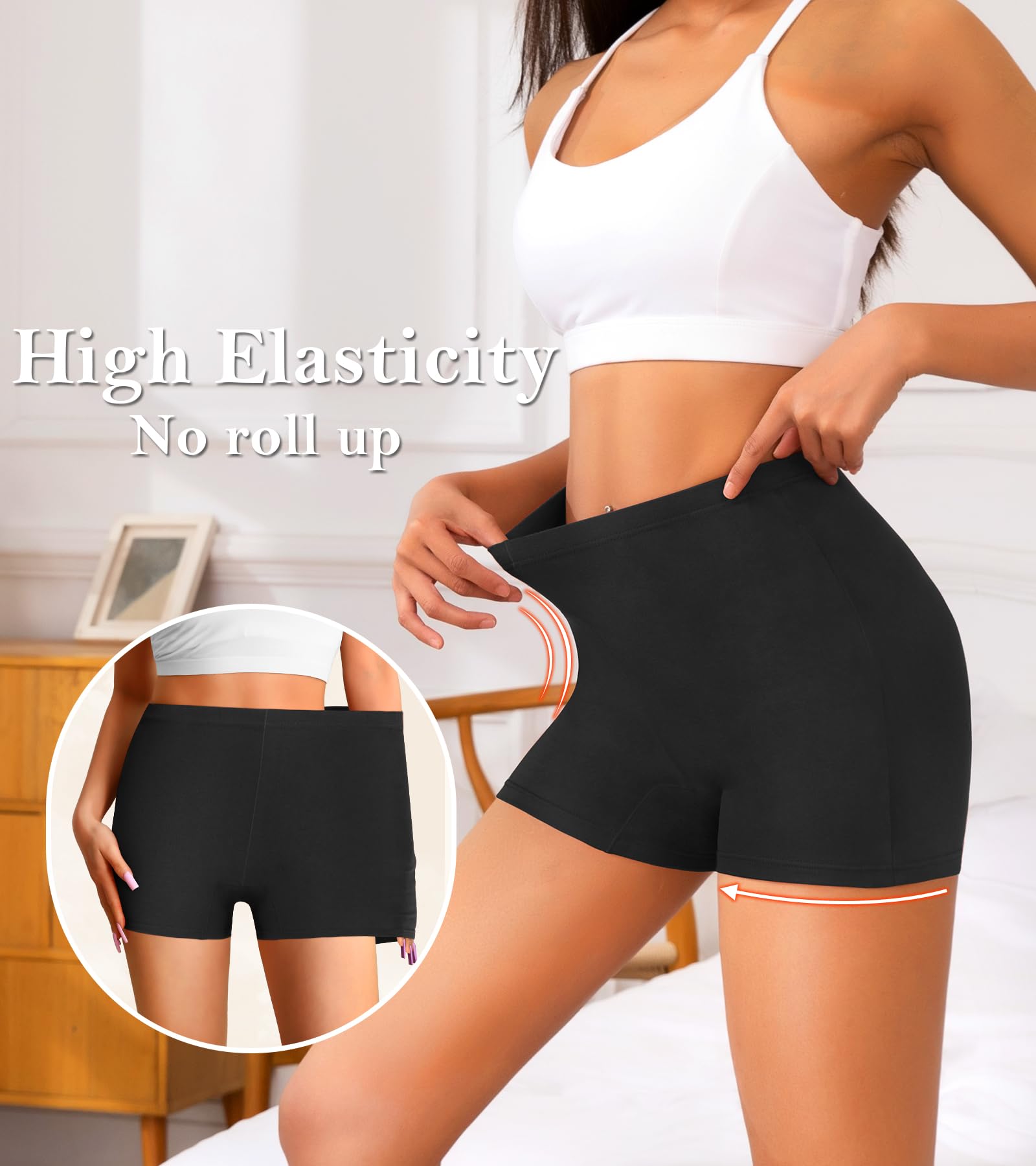 J-pone Boxer da donna a vita alta, in cotone, a copertura completa, elasticizzati, confezione multipla