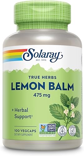 Solaray Lemon Balm Aerial 475 mg Calma mental saludable y relajación y apoyo para el descanso Aérea completa para un perfil de nutrientes completo Solaray Lemon Balm Aerial 475 mg Calma mental saludable y relajación y apoyo para el descanso Aérea completa para un perfil de nutrientes completo