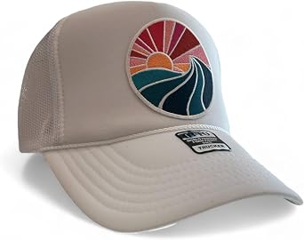 Sunrise Embroidered Patch Foam Trucker Hat, Otto Trucker Hat White