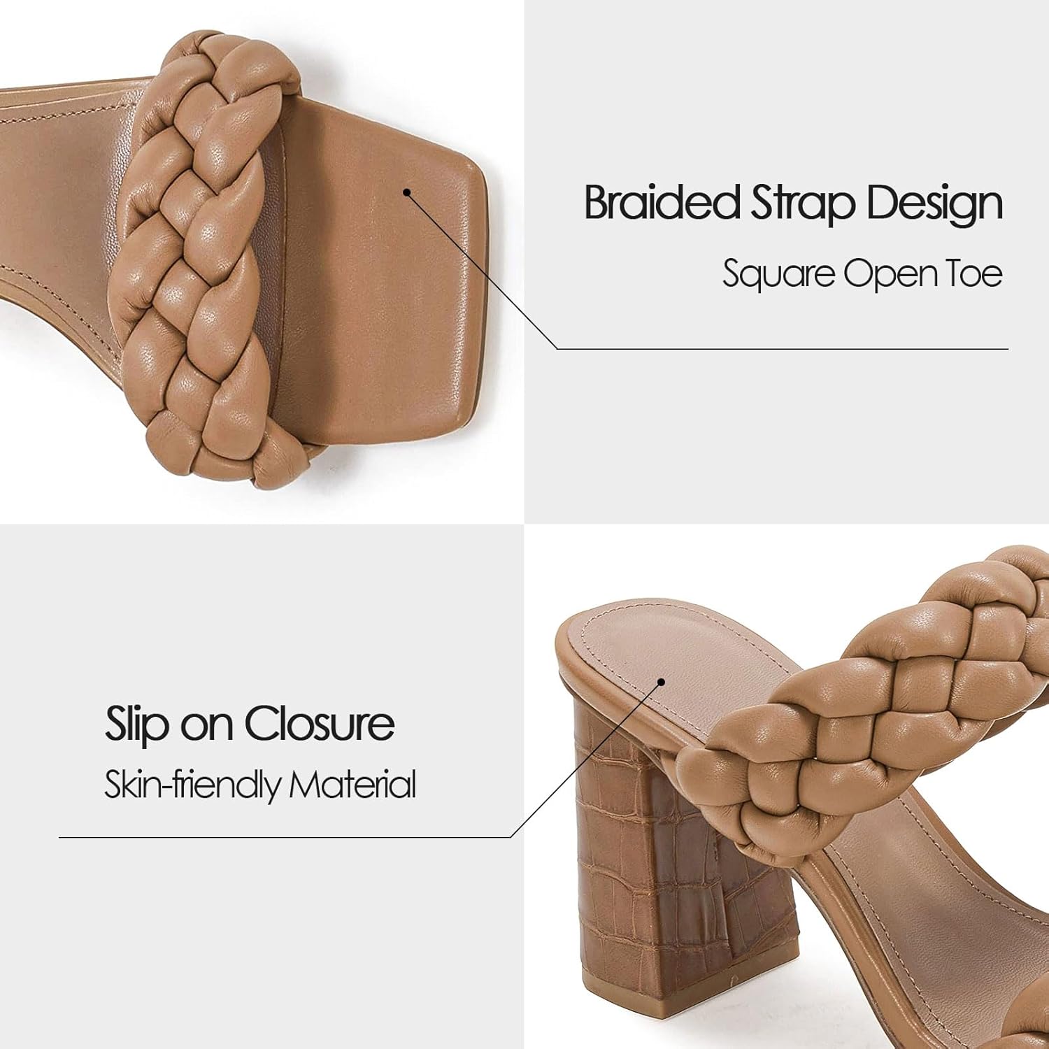 Nude Sandals Women's Braided Heel Sandals 3