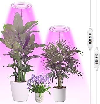 Qoolife Plant Lamp LED Full Spectrum for Indoor Plants, 155 cm Height Adjustable Plant Light with 72 LEDs, 3 Dimmable Brightness Levels, Timer 3/9/12 Hours for Indoor Plants 2 White [Energy Class F]