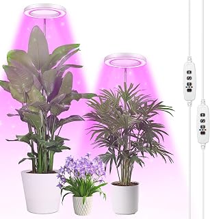Qoolife Pflanzenlampe led Vollspektrum für Zimmerpflanzen, 155 CM Höhenverstellbare Pflanzenlicht mit 72 LEDs, 3 Dimmbaren Helligkeitsstufen, Zeitschaltuhr 3/9/12 Stunden für Indoor Pflanzen (2 weiß)
