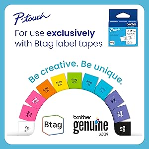 Brother P-Touch PT-N25BT Personal Connected Label Maker, Bluetooth, Design&Print2 app, Portable, Handheld and Prints with P-Touch Btag (12mm) Wide Color Label Tapes