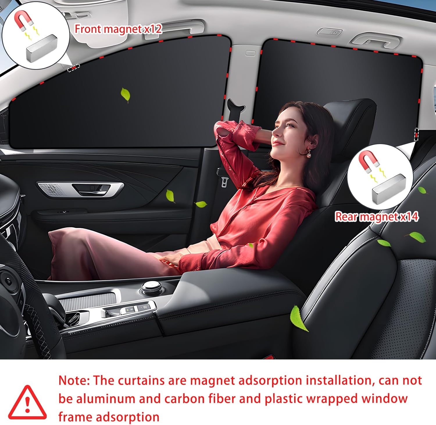 XCBYT Car Window Shades for Side Window - 4 Pack Magnetic Car Window Covers 99% UV and Glare Block Privacy Curtains for Breastfeeding, Napping, Dressing, Camping