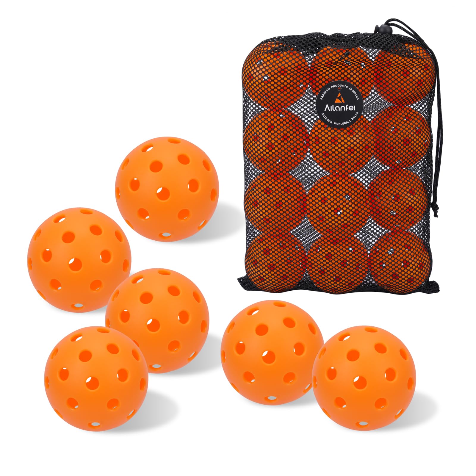 Confezione da 6 palline da pickleball | Confezione da 12 - 40 fori per pickleball da esterno con borsa, perfettamente bilanciate, alto rimbalzo, resistenza alle crepe, standard USAPA