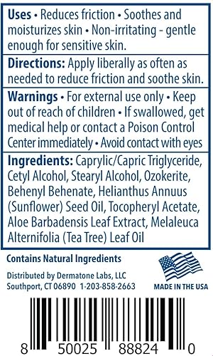 Miniatura 8 de DERMATONE Barra corporal antirozaduras  Paquete de 2  Bálsamo para la piel sin fragancia  Previene la fricción y las rozaduras  Uso para muslos,