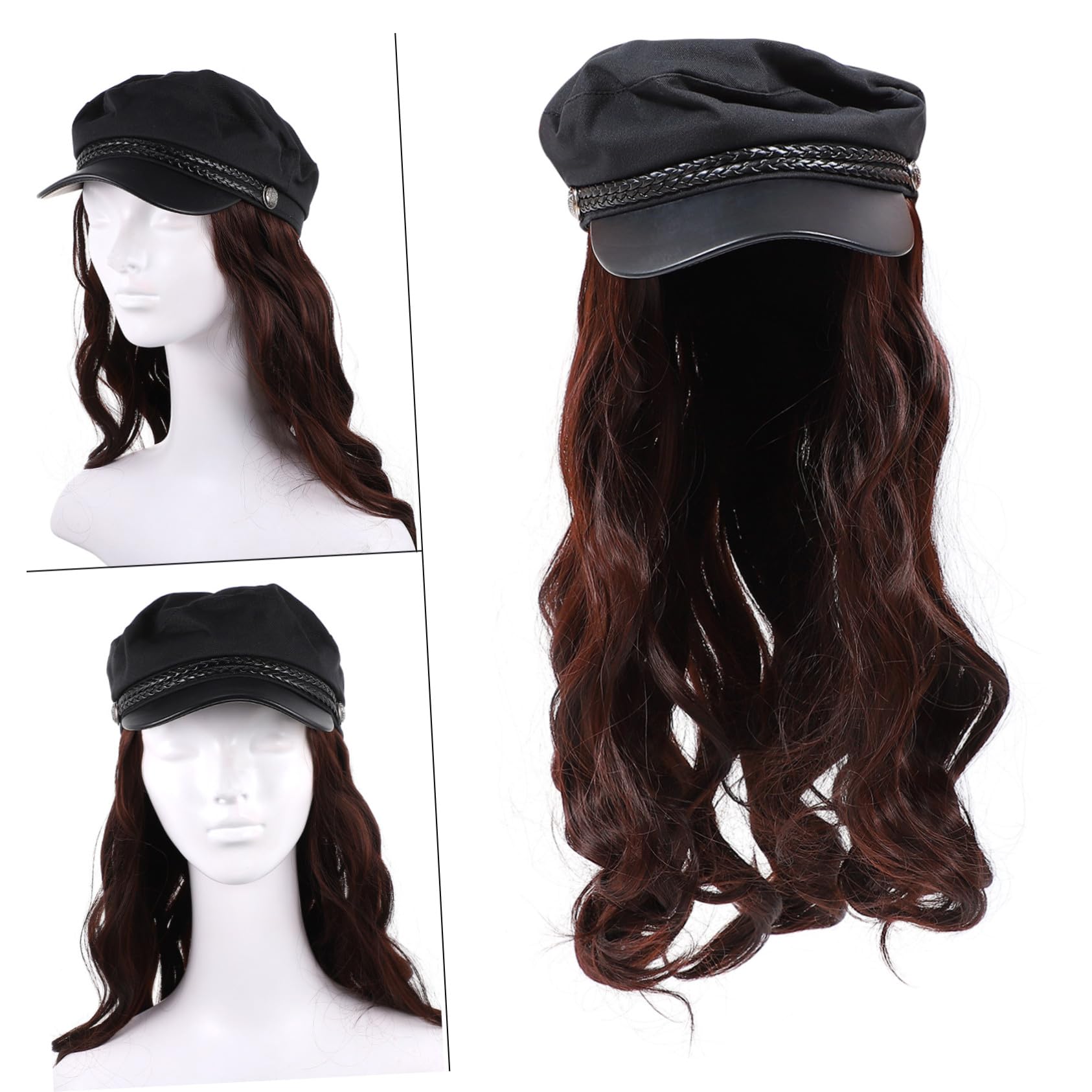 Homoyoyo Peluca Sintética con Gorro para Mujer Naturales Largas Accesorio de Cabello Realista y Cómodo para Fiestas y Diario