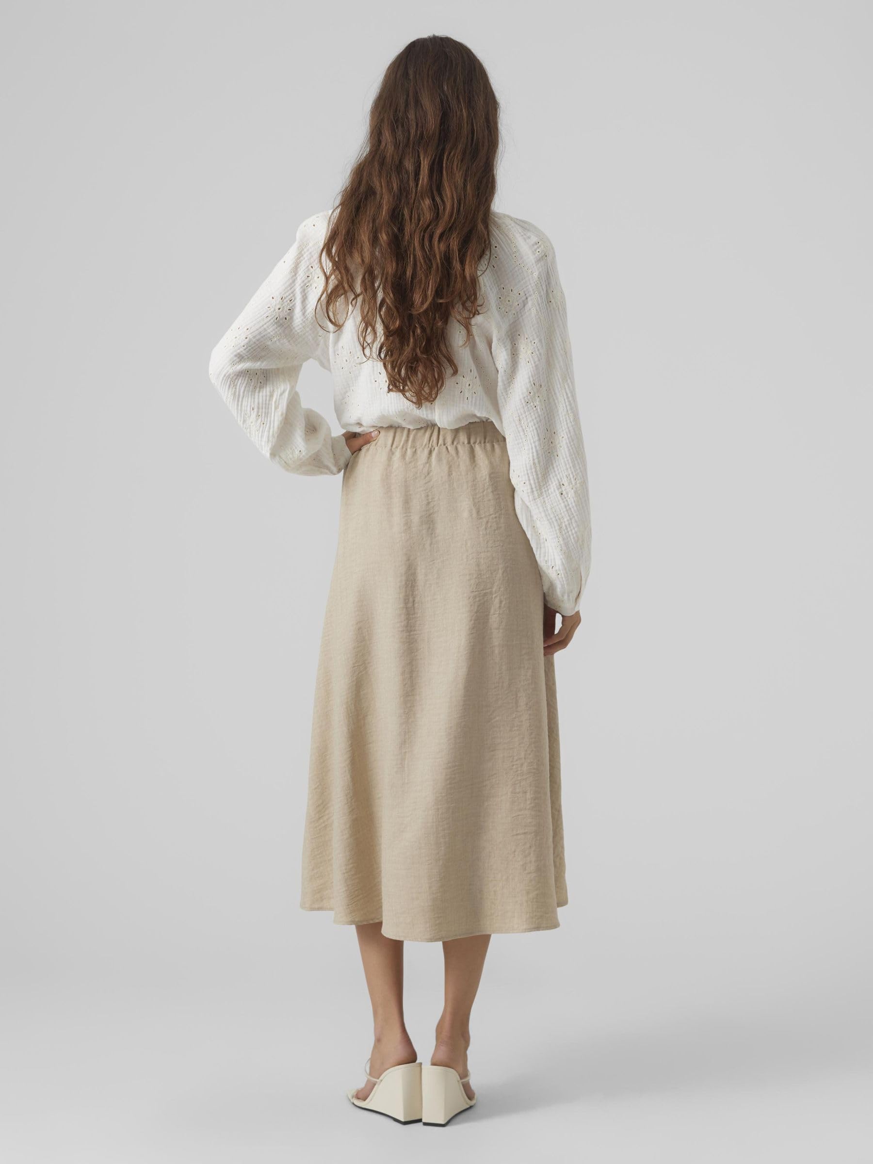 Vero Moda Calf Vmmelaney H/W Button Becerro Skirt Wvn Ga para Mujer