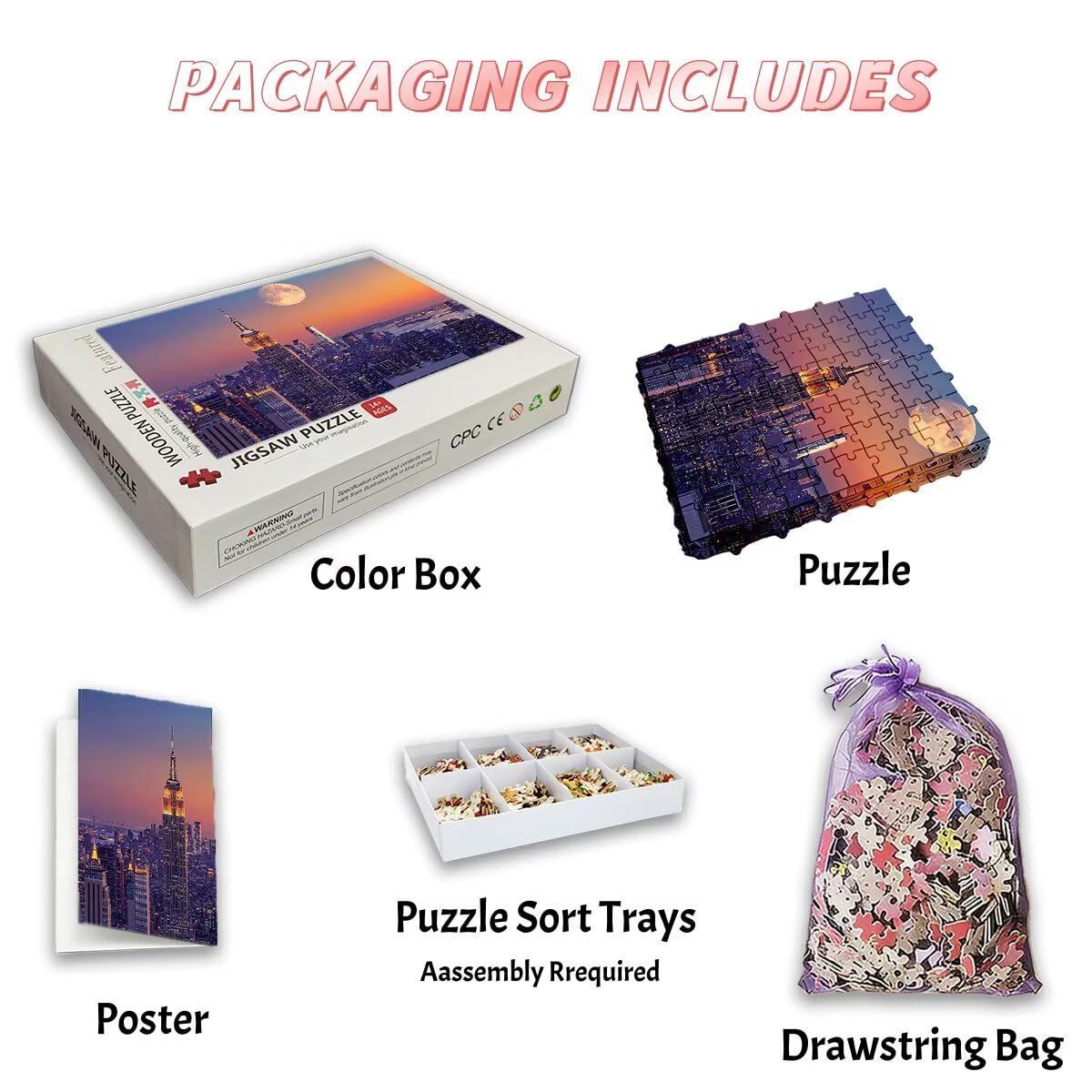 5000 sztuk puzzli dla dorosłych, Nowy Jork puzzle dla dorosłych, 5000 sztuk, księżycowa łamigłówka, wymagająca gra dla całej rodziny, klasyczne drewniane układanki, odpowiednie do wystroju wnętrz