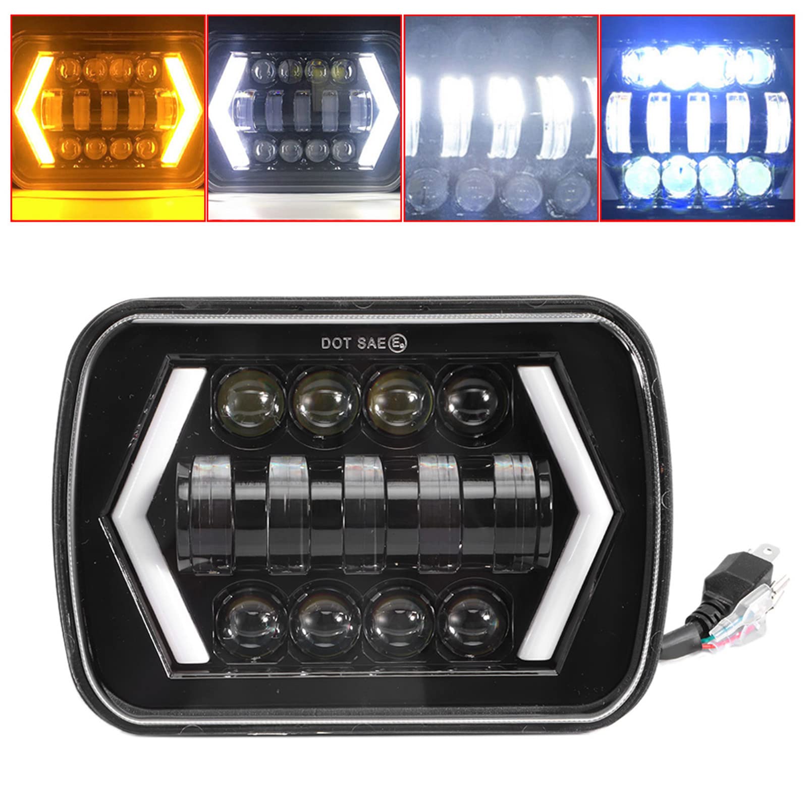 Tbest Fari, 5x7in Faro LED Quadrato Luce Anabbagliante/Anabbagliante Adatto per