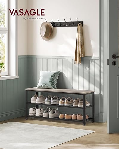 Miniatura 23 de VASAGLE - Zapatero de 3 niveles, estantes de almacenamiento de 39,4 pulgadas de largo, para entrada, sala de estar, pasillo, muebles de acento, café