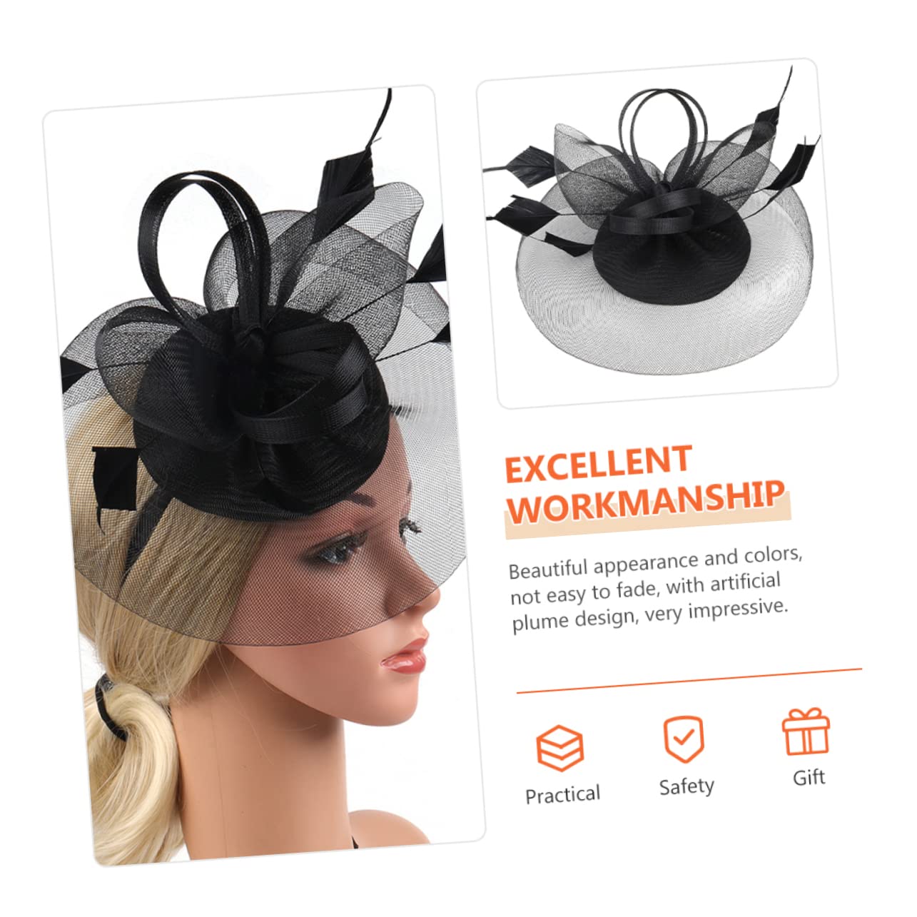 minkissy 3pezzi Fascinator Rete con Piume e Fiori Cappello Elegante per Cerimonie e Feste Accessorio da Sposa per Matrimoni e Tea Party Design Leggero e Confortevole