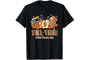 Fall Vibes & That Teacher Life Apple Pencil Pumpkin Fall T-Shirt