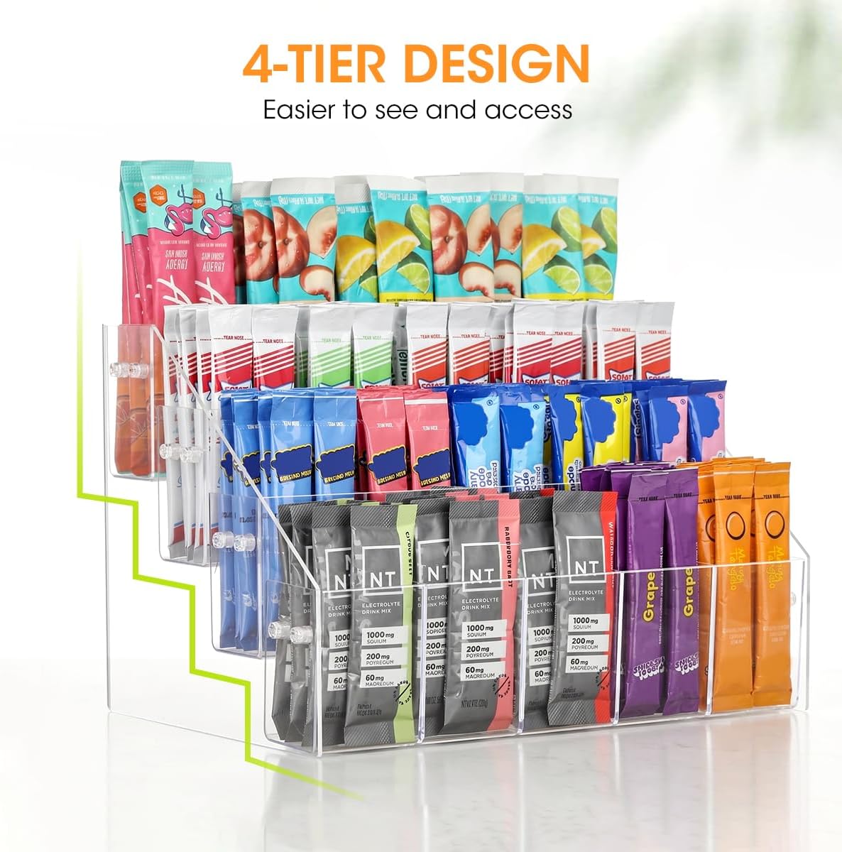 AIEVE Drink Packet Organizer with 20 Slots, 4-Tier Water Packet Organizer image 2