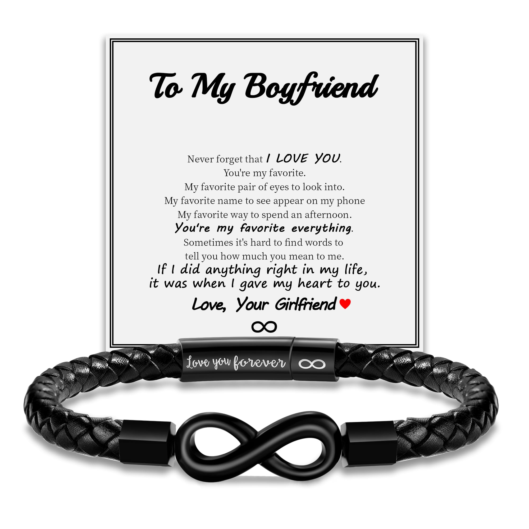 Leather Bracelet Gifts for Men, To My Son Bracelet Fathers Day Bracelet Gifts Dad Grandpa Love You Forever Engraved Birthday Valentines Graduation Gift Infinity Knot Jewelry