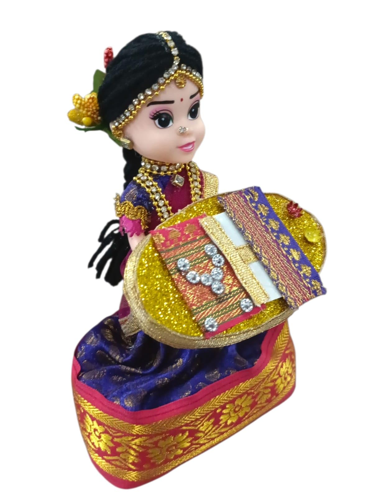 Traditional Indian Theme Decor Dolls for Pelli, Seemantham, Barasala, Namakaranam, Gruhapravesham, Half Saree Ceremony, Engagement (hsdollwithtray)-image-45