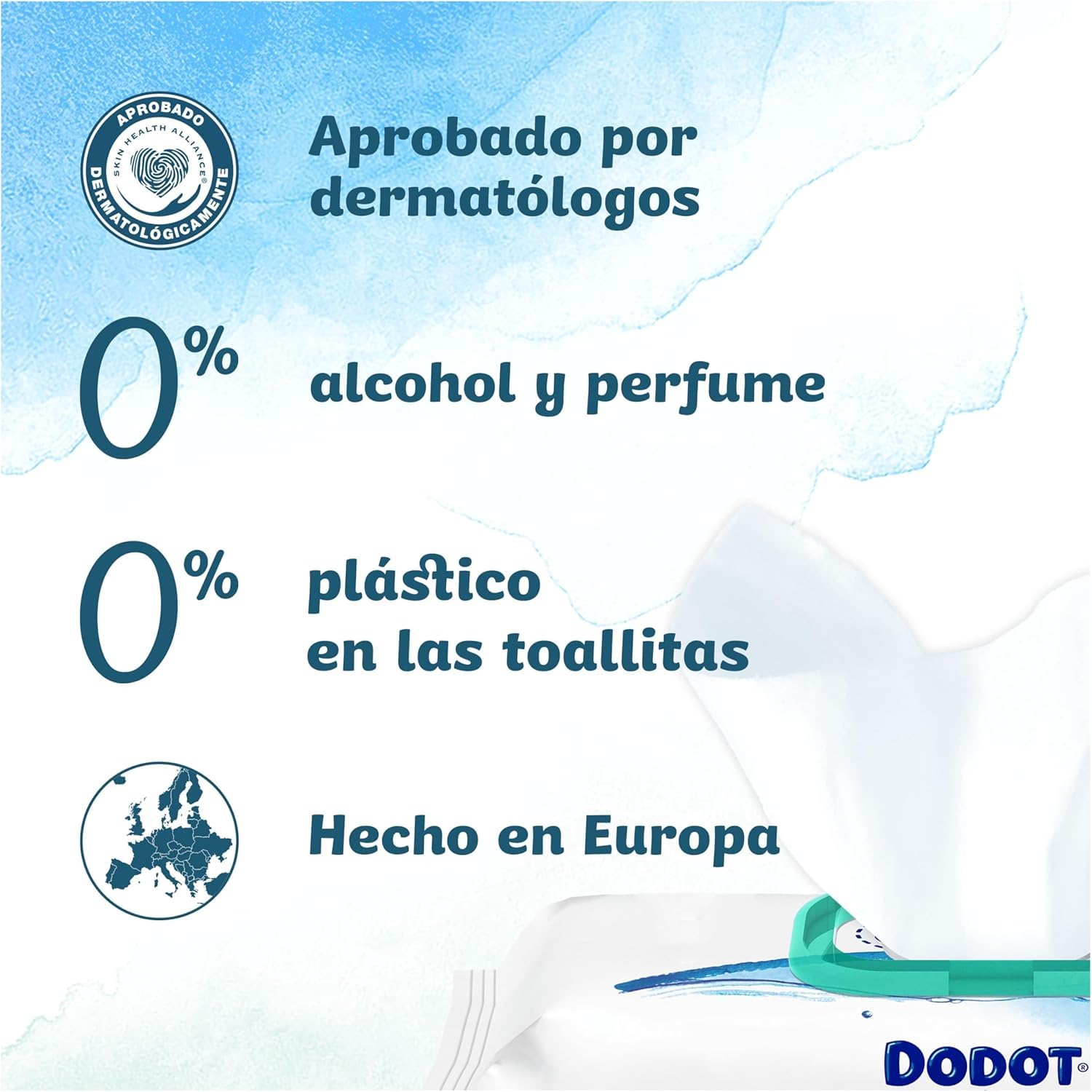 Dodot Toallitas Pure Aqua Para Bebé, 576 Toallitas - 12 Packs de 48 Unidades. 99% Agua, Sin plástico. Ayuda A Restaurar El PH Natural De La Piel
