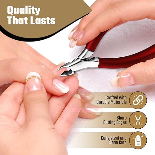 Miniatura 3 de FERYES Pinzas de cutícula, cortador y removedor de cutículas con recortador de cutículas para piel muerta, herramientas profesionales de manicura y