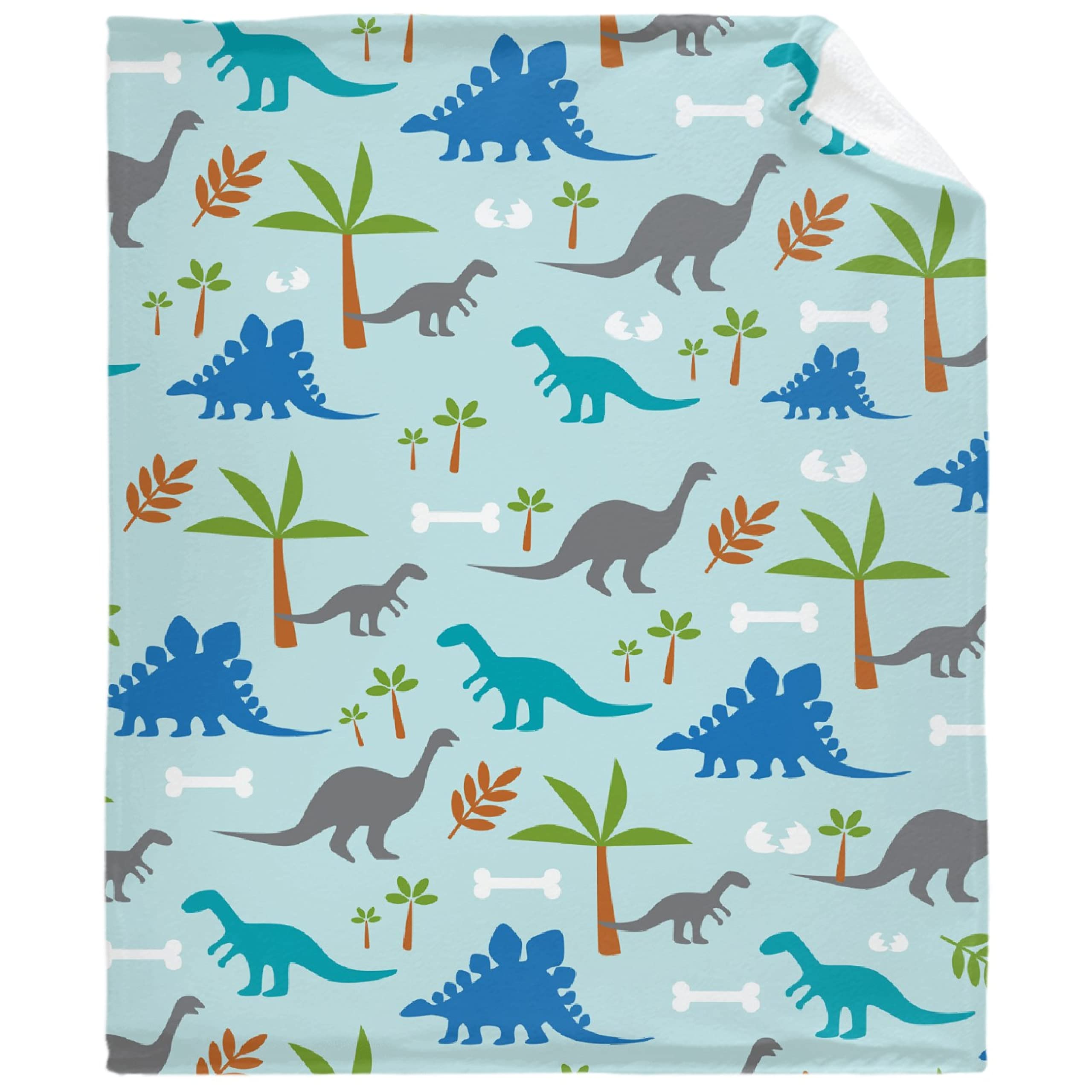 Dinosaur Light Blue Throw Blanket - ​Super Soft Flannel Fleece Blanket for Gifts, Plush Lightweight Fuzzy Cozy Blanket Microfiber for Couch Sofa Bed All Season XS 40"x30" for Pets